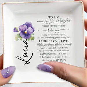 Love And Encouragement Jewelry Dish For Granddaughter - Personalized Custom Jewelry Dish - GDT039_SCRD