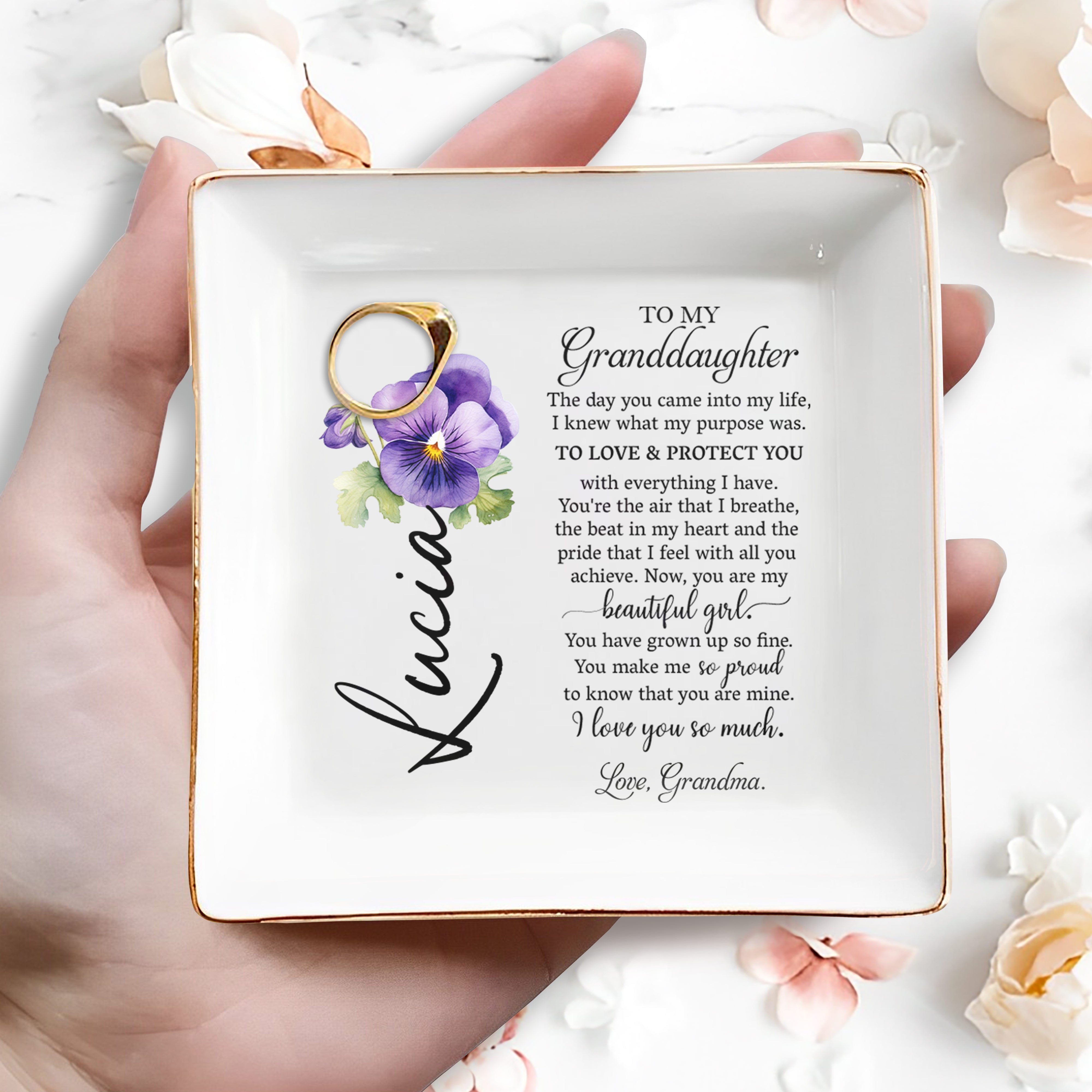 To My Granddaughter You Make Me So Proud - Personalized Custom Jewelry Dish - GDT040_SCRD