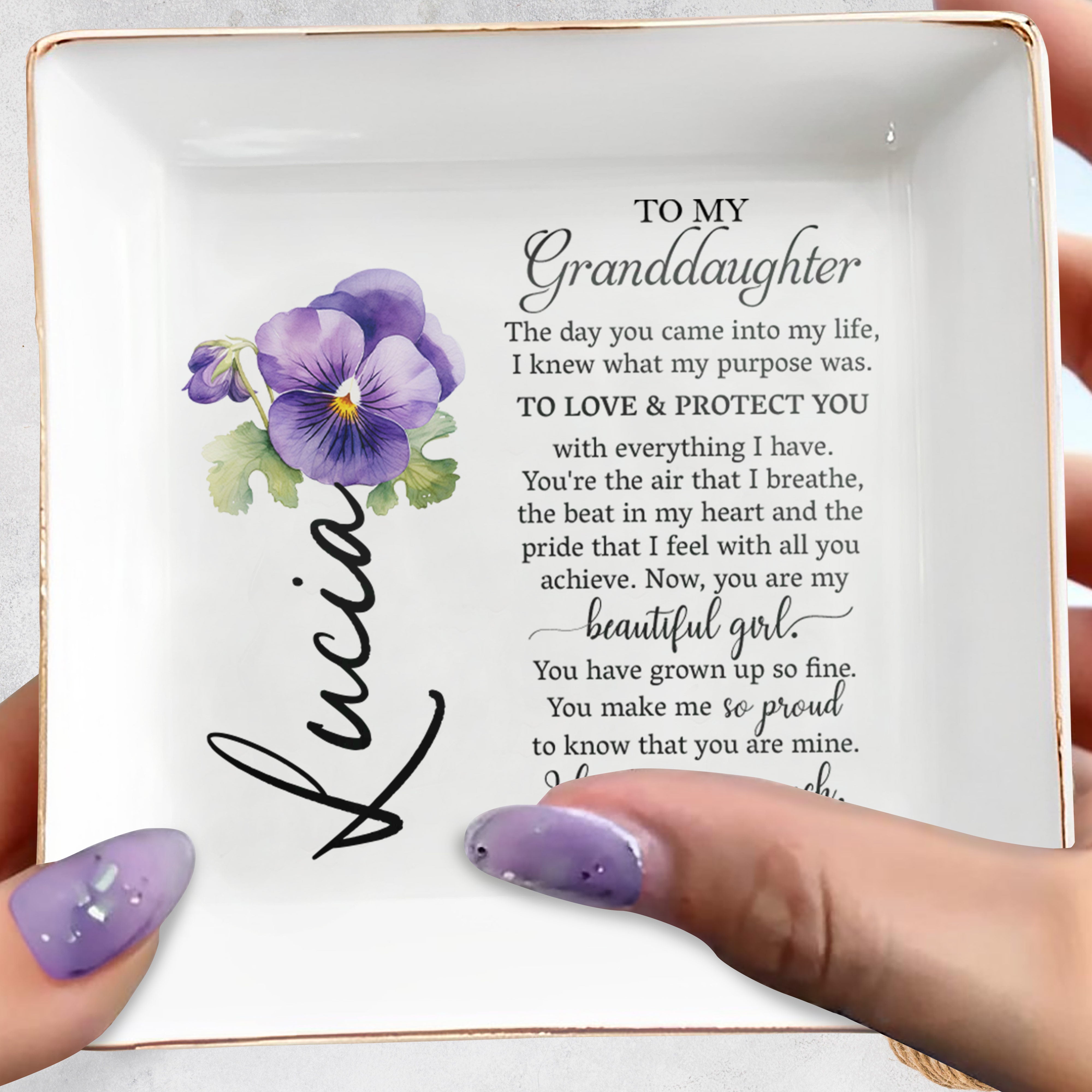 To My Granddaughter You Make Me So Proud - Personalized Custom Jewelry Dish - GDT040_SCRD
