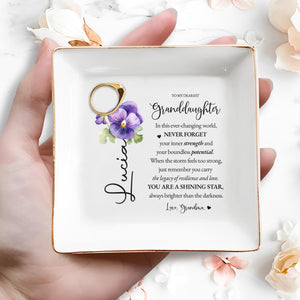 Inspirational Message For Granddaughter Shining Star - Personalized Custom Jewelry Dish - GDT049_SCRD