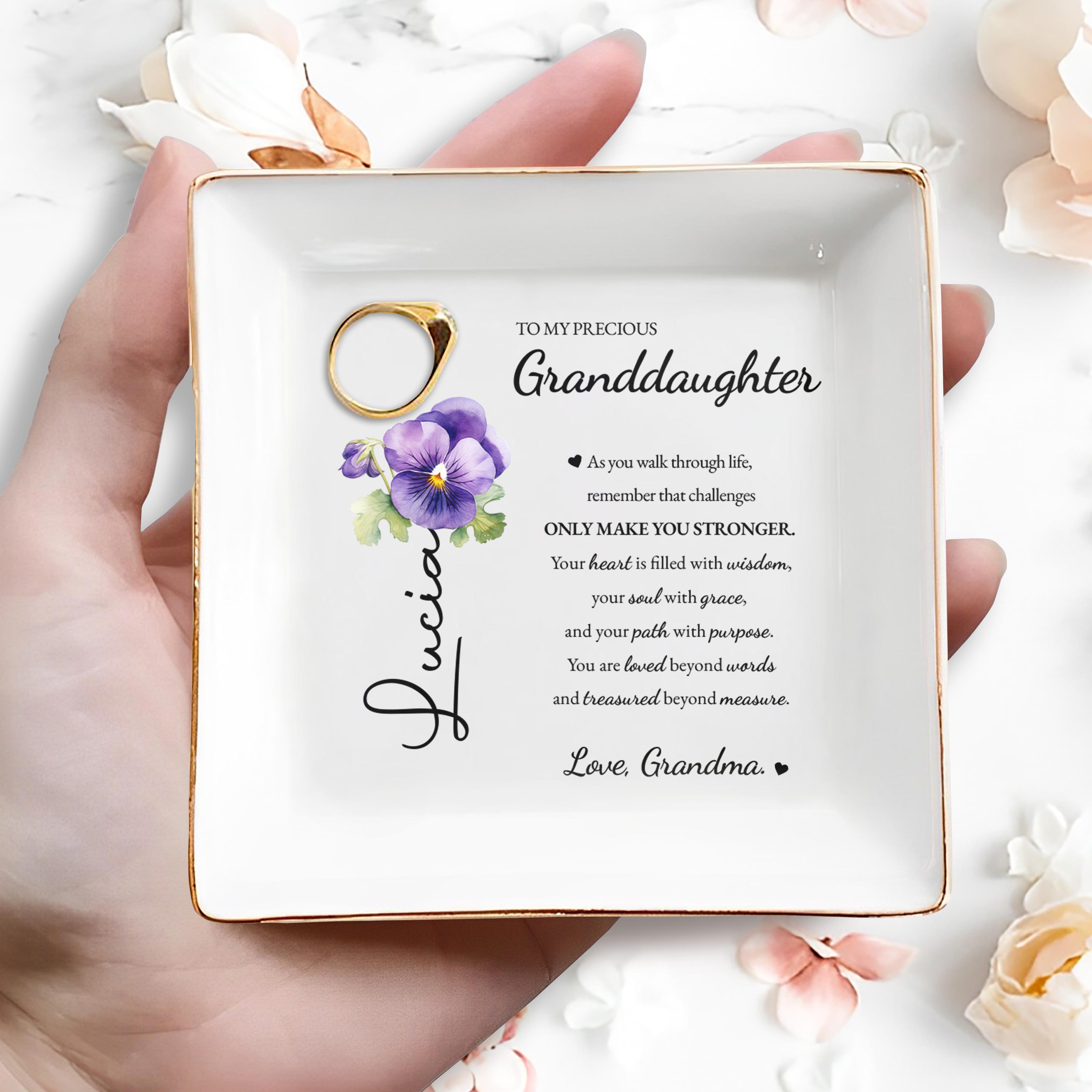 Walk Through Life Wisdom and Grace Quote - Personalized Custom Jewelry Dish - GDT053_SCRD