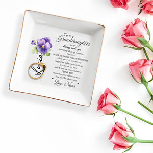 Granddaughter Love and Eternal Bond Custom Gift - Personalized Custom Jewelry Dish - GDT054_SCRD