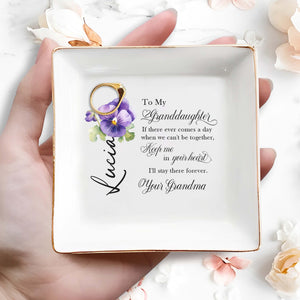 Keep Me In Your Heart Forever Pansy Flower Design - Personalized Custom Jewelry Dish - GDT056_SCRD