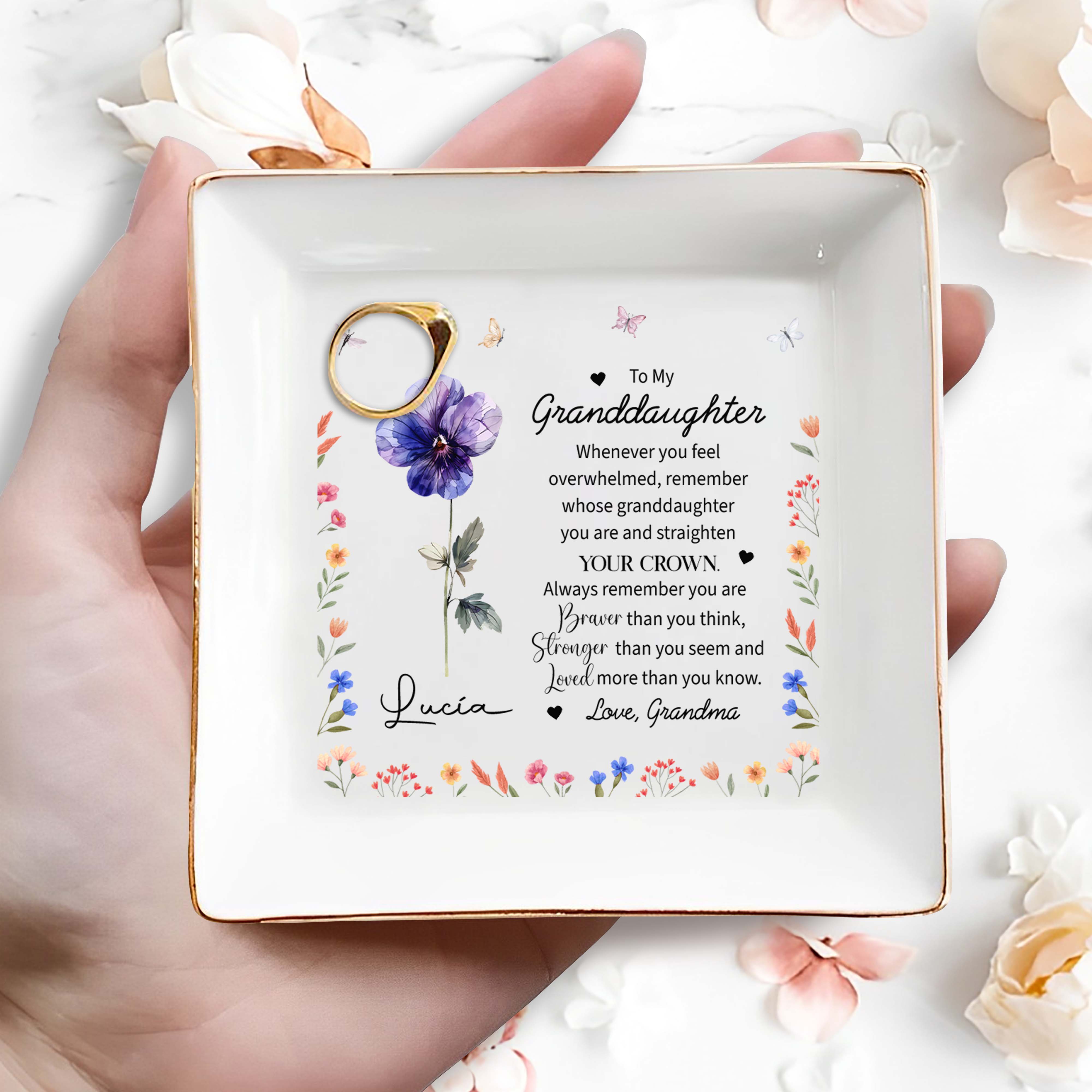 Braver Than You Think Stronger Than You Seem Loved More Than You Know - Personalized Custom Jewelry Dish - GDT059_SCRD