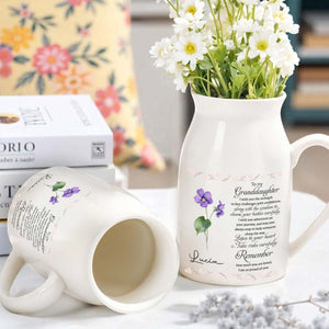 Love And Strength Granddaughter Floral Vase - Personalized Ceramic Flower Vase
