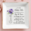 Believe In Yourself Violet Floral Dish - Personalized Custom Jewelry Dish - GDT063_SCRD