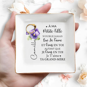 Believe In Yourself Violet Floral Dish - Personalized Custom Jewelry Dish - GDT063_SCRD