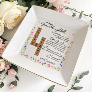 Granddaughter Journey and Ride Floral Inspirational Dish - Personalized Custom Jewelry Dish - GDT072_SCRD