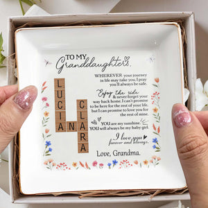 Granddaughter Journey and Ride Floral Inspirational Dish - Personalized Custom Jewelry Dish - GDT072_SCRD