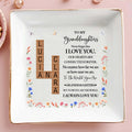 To My Granddaughters, Forever Connected Hearts With Flowers - Personalized Custom Jewelry Dish - GDT073_SCRD