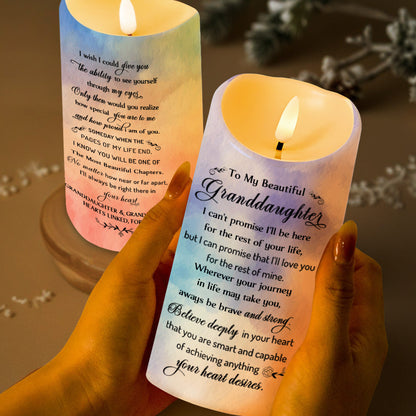 Believe Deeply In Heart's Desires Floral Heart Design - Personalized Custom LED Candle - GDT075_LECA