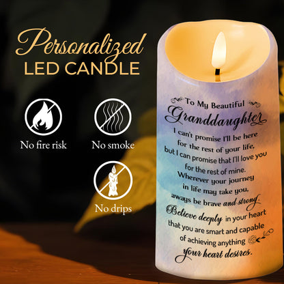 Believe Deeply In Heart's Desires Floral Heart Design - Personalized Custom LED Candle - GDT075_LECA