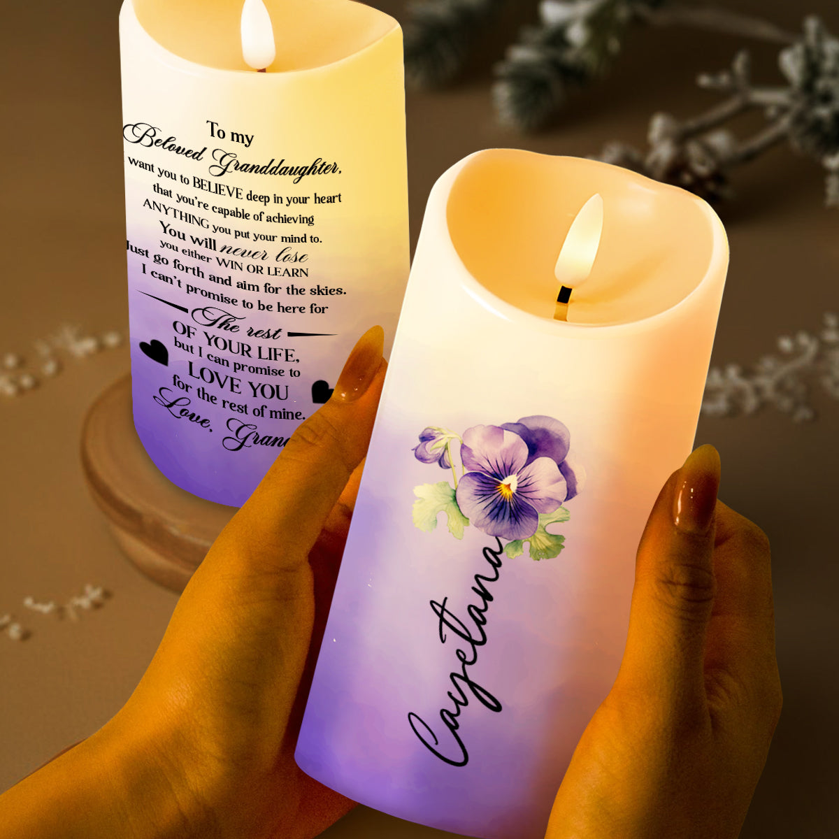 Believe In Your Heart, Aim For The Skies With Love - Personalized Custom LED Candle - GDT076_LECA