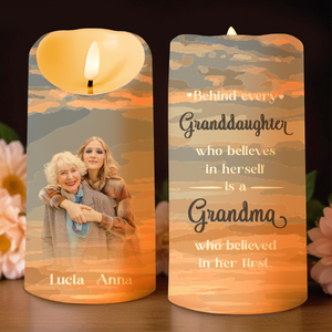 Granddaughter And Grandma Belief Inspiring Quote With Clouds - Personalized Custom LED Candle - GDT077_LECA