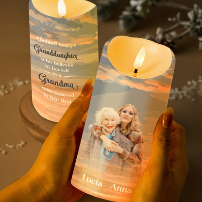 Granddaughter And Grandma Belief Inspiring Quote With Clouds - Personalized Custom LED Candle - GDT077_LECA