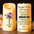 Gift For Daughter-In-Law Featuring Candles and Pansy - Personalized Custom LED Candle - GDT078_LECA