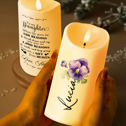 Gift From Heaven, Reasons To Smile Floral Design - Personalized Custom LED Candle - GDT079_LECA