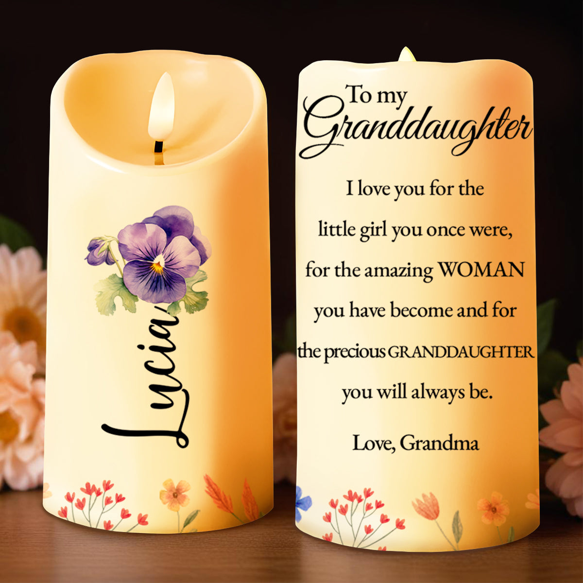 To My Granddaughter A Beautiful Woman You've Become - Personalized Custom LED Candle - GDT082_LECA