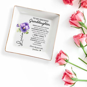Precious Granddaughter, Remember Who You Are With Pansy Flower - Personalized Custom Jewelry Dish - GDT102_SCRD