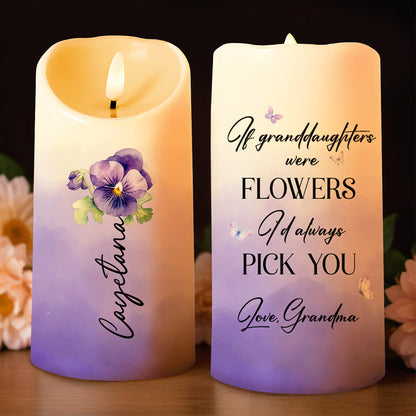 Granddaughters As Flowers Always My Choice - Personalized Custom LED Candle - GDT105_LECA
