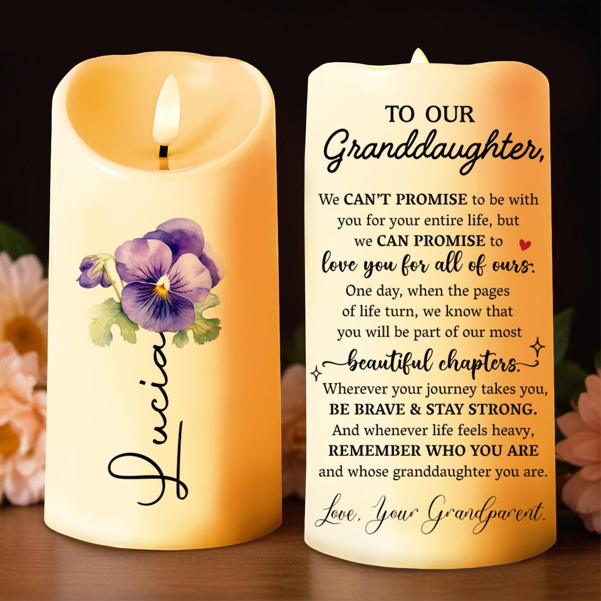 Promise To Love You For All Of Ours, Be Brave & Stay Strong - Personalized Custom LED Candle - GDT106_LECA