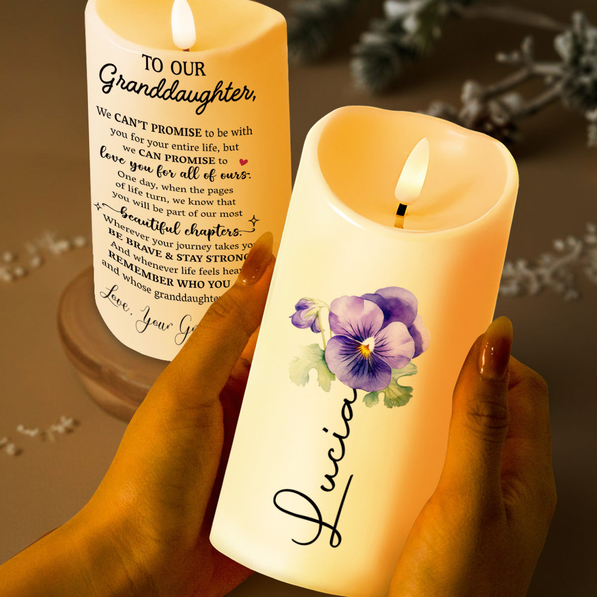 Promise To Love You For All Of Ours, Be Brave & Stay Strong - Personalized Custom LED Candle - GDT106_LECA