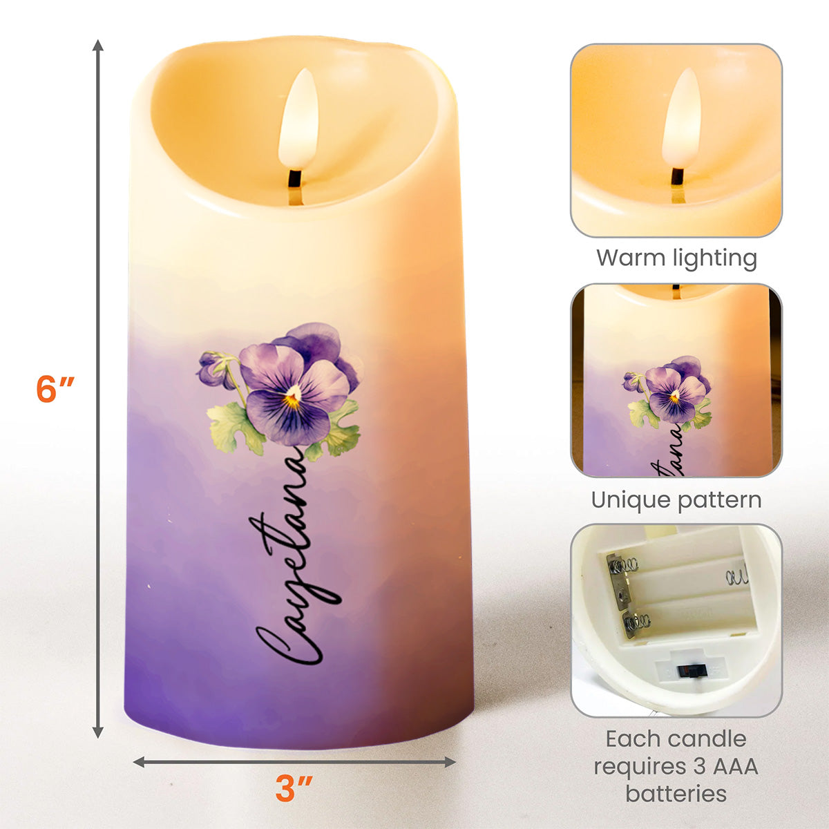 Special Christmas Gift For Granddaughter With Beautiful Flowers - Personalized Custom LED Candle - GDT107_LECA