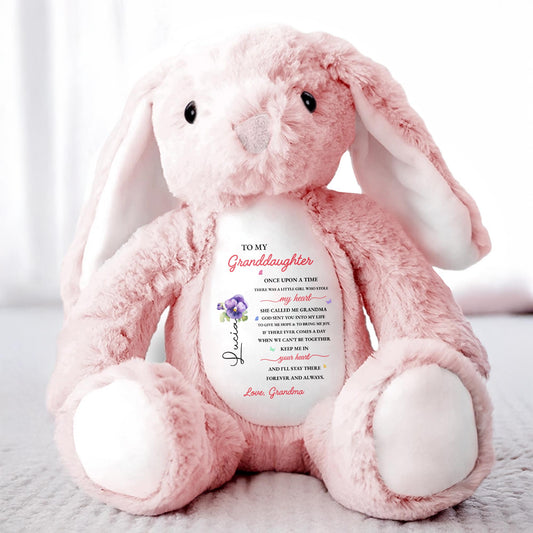 To My Granddaughter, Once Upon A Time, Bunny And Flowers - Personalized Stuffed Bunny - GDT108_BUN