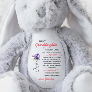 To My Granddaughter, Once Upon A Time, Bunny And Flowers - Personalized Stuffed Bunny - GDT108_BUN