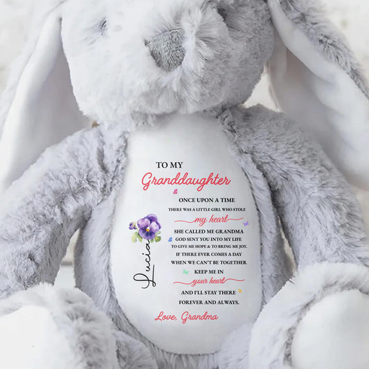 To My Granddaughter, Once Upon A Time, Bunny And Flowers - Personalized Stuffed Bunny - GDT108_BUN
