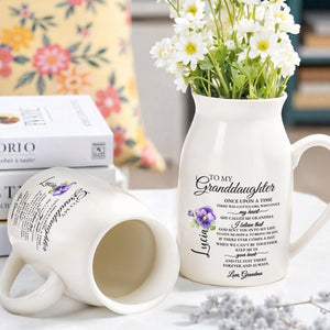Granddaughter Heartwarming Message With Flowers - Personalized Ceramic Flower Vase