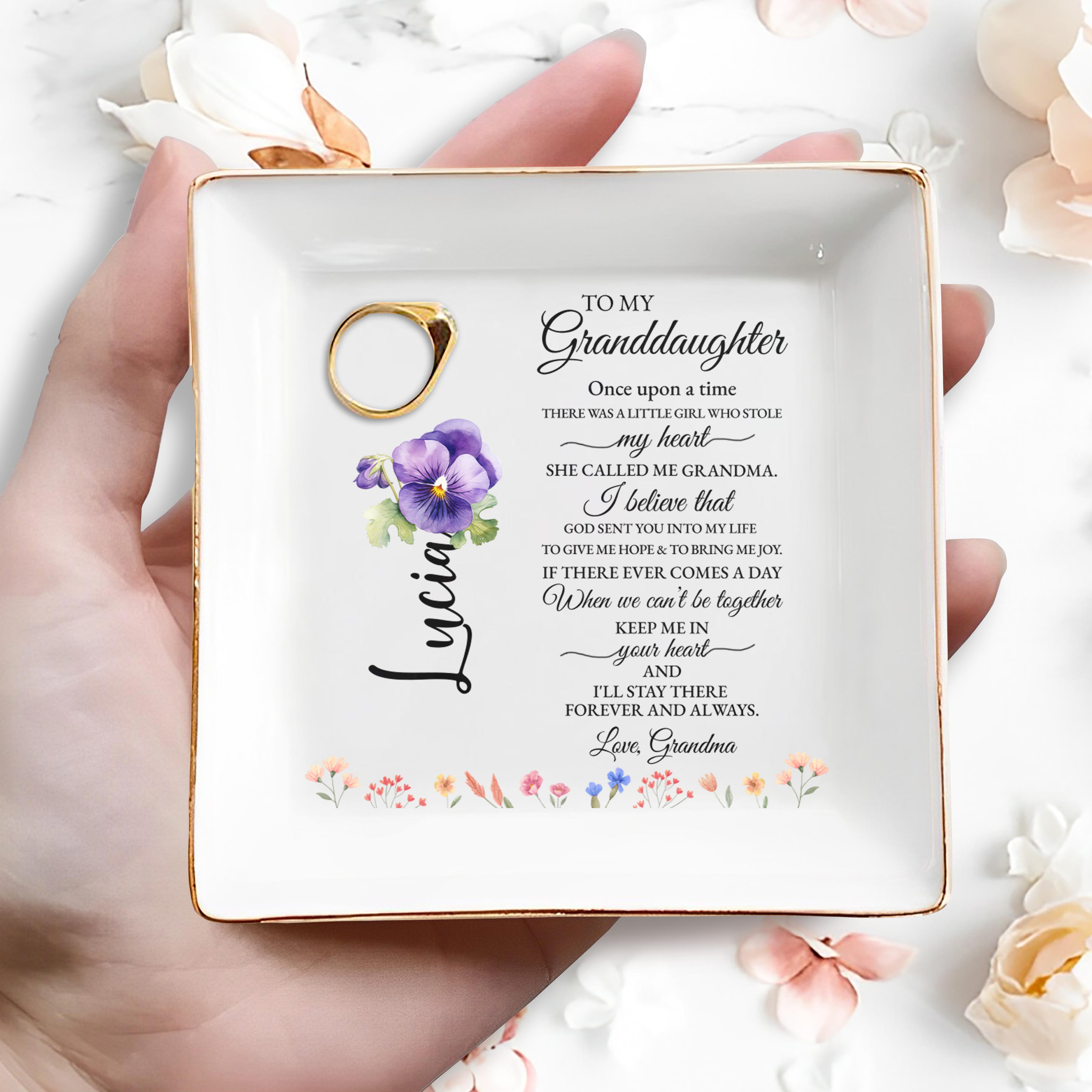 A Little Girl Stole My Heart, Grandma And Granddaughter Love - Personalized Custom Jewelry Dish - GDT108_SCRD