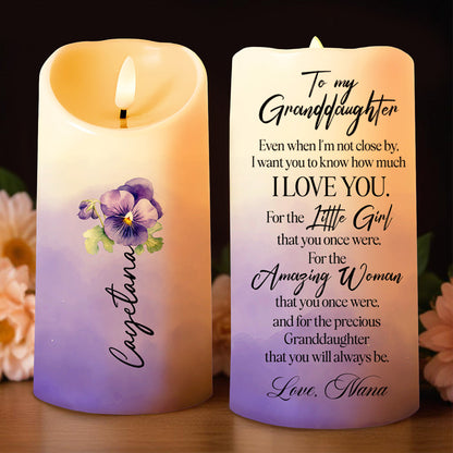 Love Message For Granddaughter With Flowers - Personalized Custom LED Candle - GDT110_LECA