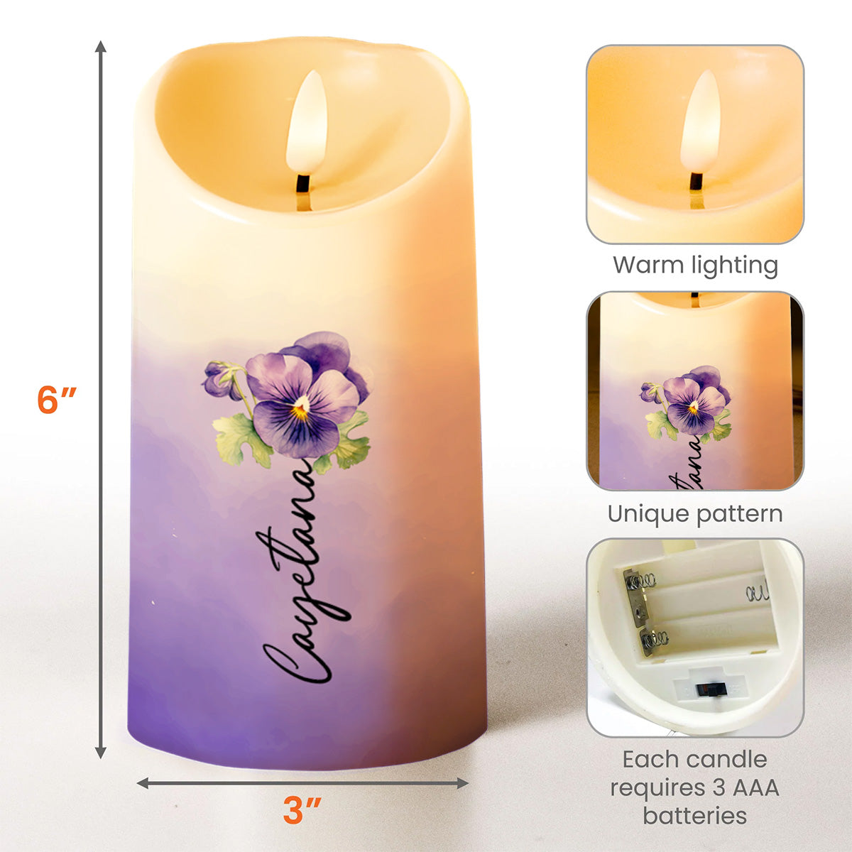 Love Message For Granddaughter With Flowers - Personalized Custom LED Candle - GDT110_LECA