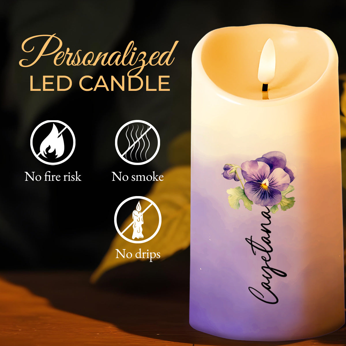 Love Message For Granddaughter With Flowers - Personalized Custom LED Candle - GDT110_LECA