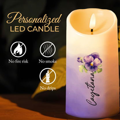 Love Message For Granddaughter With Flowers - Personalized Custom LED Candle - GDT110_LECA