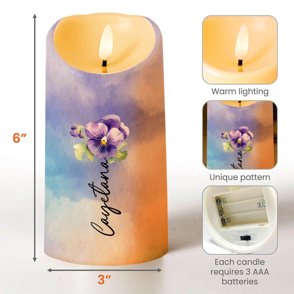 Inspirational Message For Granddaughter With Flowers - Personalized Custom LED Candle - GDT112_LECA