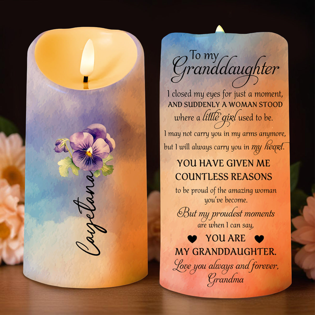 To My Granddaughter An Emotional Message From Grandma - Personalized Custom LED Candle - GDT113_LECA
