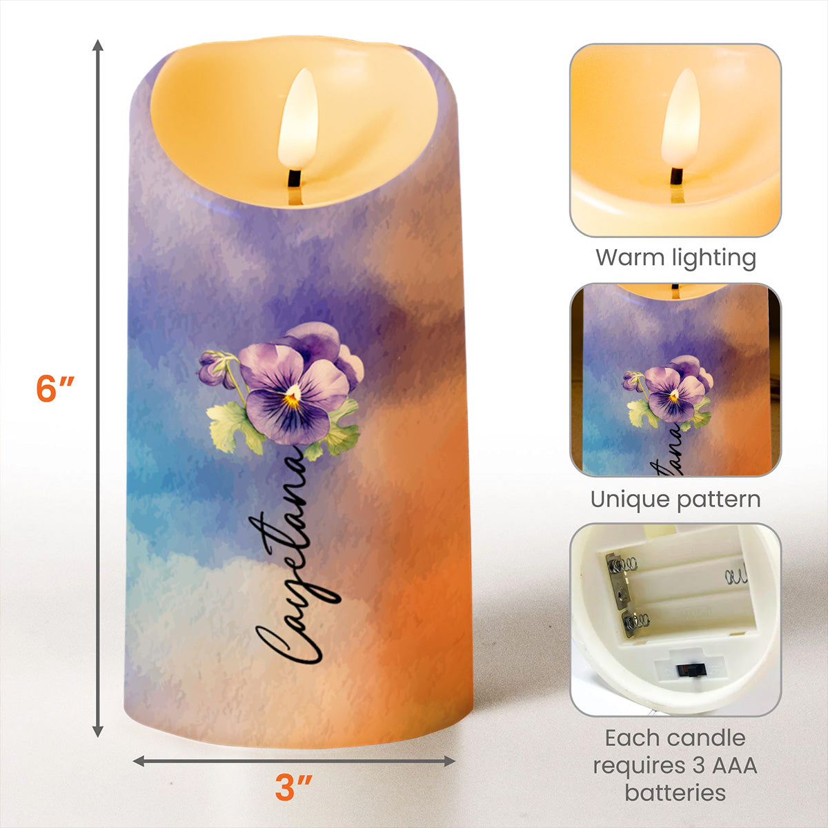 Believe In Yourself Supportive Bond With Violet Flowers - Personalized Custom LED Candle - GDT115_LECA