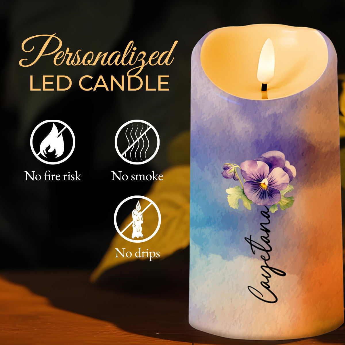 Believe In Yourself Supportive Bond With Violet Flowers - Personalized Custom LED Candle - GDT115_LECA