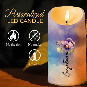 Believe In Yourself Supportive Bond With Violet Flowers - Personalized Custom LED Candle - GDT115_LECA