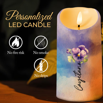 Believe In Yourself Supportive Bond With Violet Flowers - Personalized Custom LED Candle - GDT115_LECA