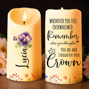 Straighten Your Crown Granddaughter Inspiration Quote - Personalized Custom LED Candle - GDT118_LECA