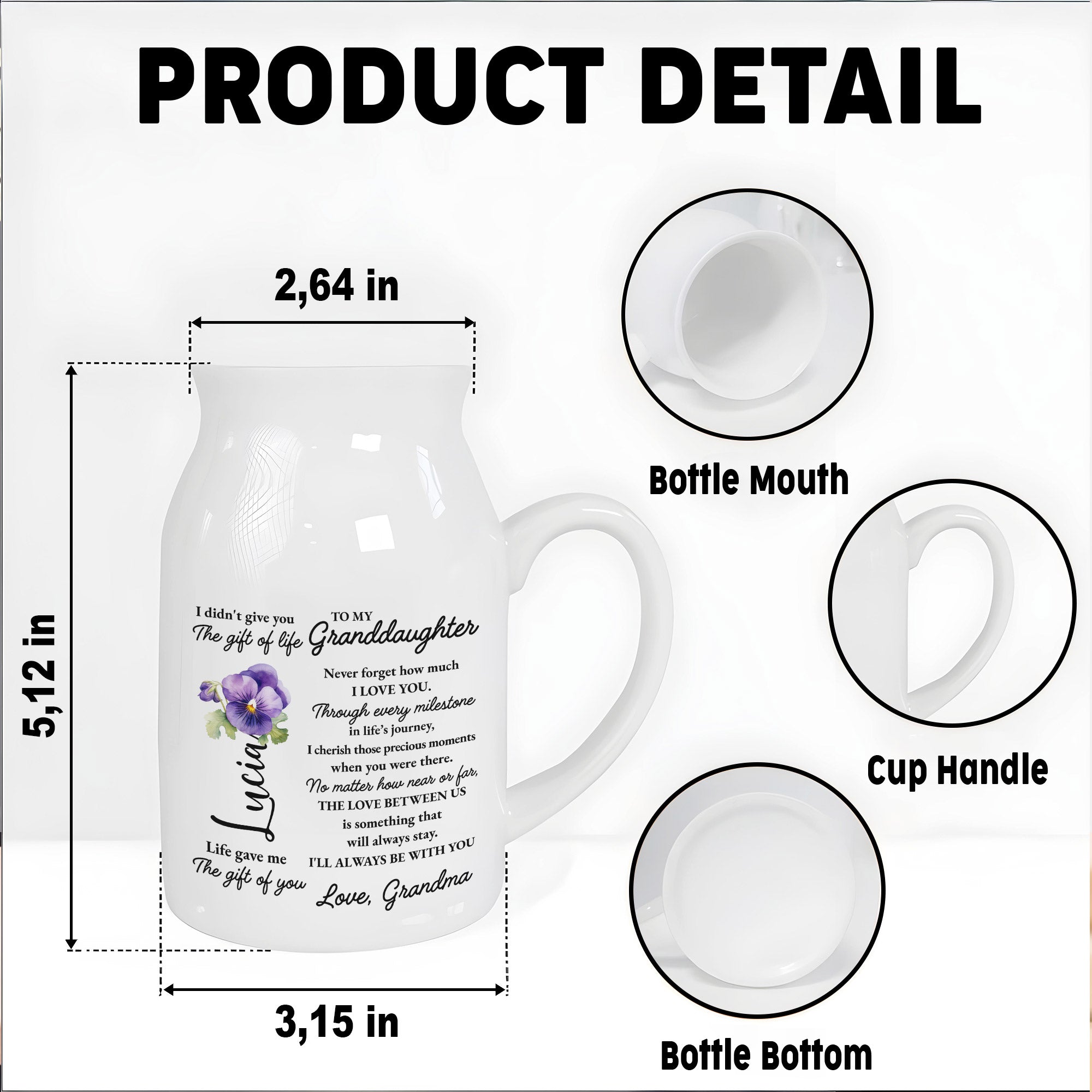 To My Granddaughter Love Always With You - Personalized Ceramic Flower Vase