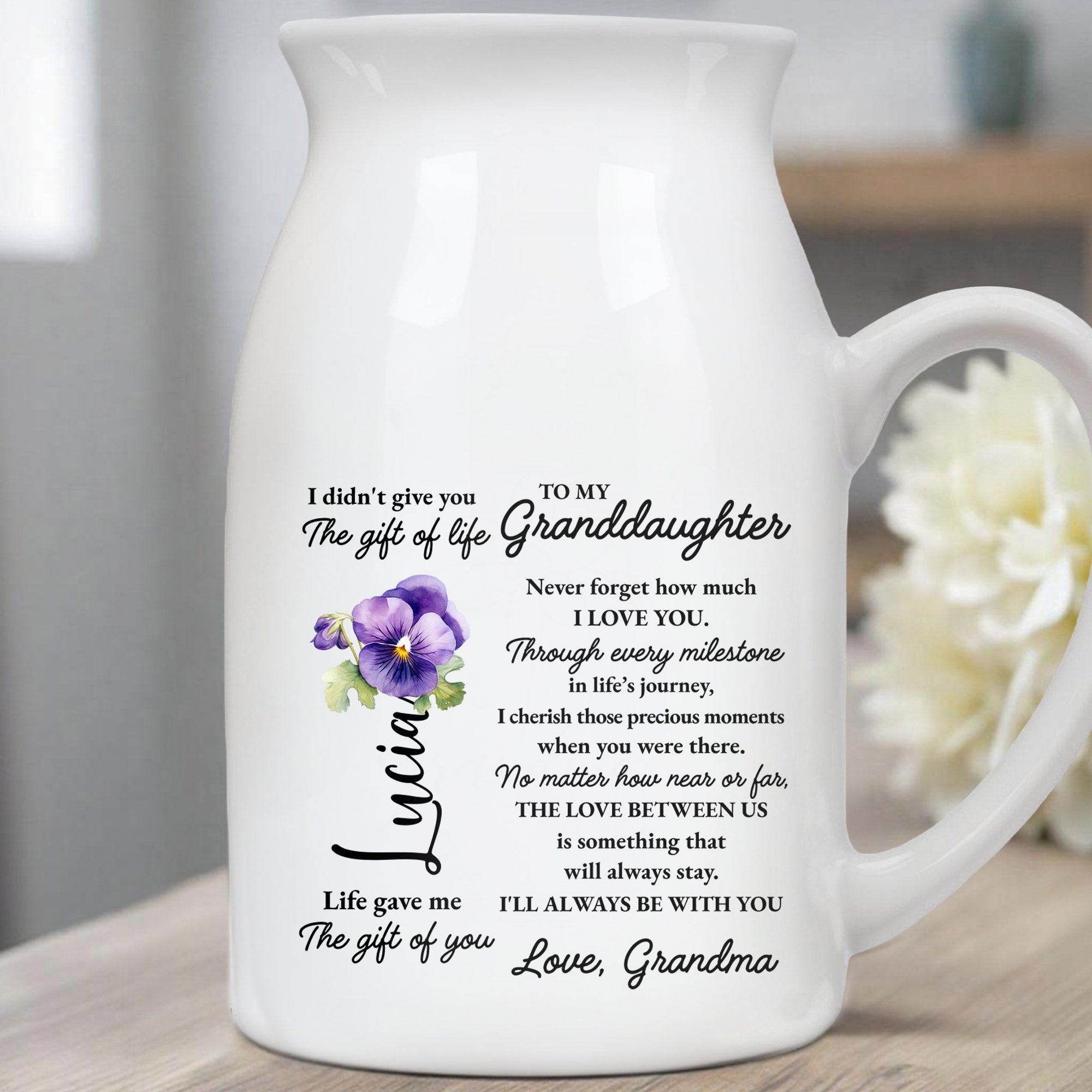 To My Granddaughter Love Always With You - Personalized Ceramic Flower Vase