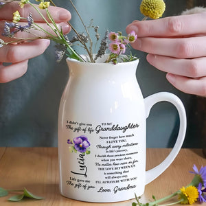 To My Granddaughter Love Always With You - Personalized Ceramic Flower Vase