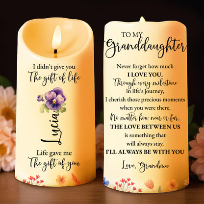 Granddaughter Love And Milestones Emotional Message With Flowers - Personalized Custom LED Candle - GDT121_LECA