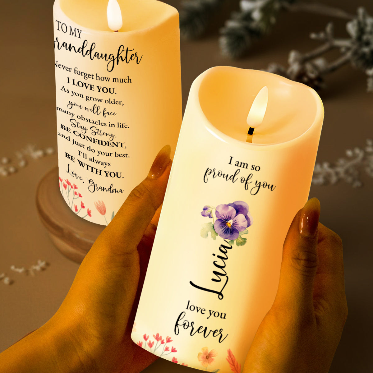 I Am So Proud Of You Love You Forever Stay Strong - Personalized Custom LED Candle - GDT122_LECA