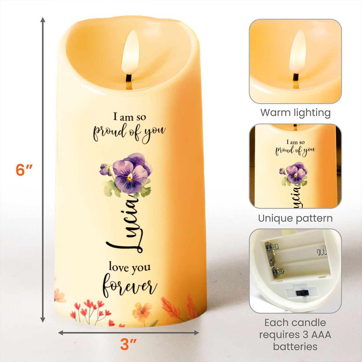 I Am So Proud Of You Love You Forever Stay Strong - Personalized Custom LED Candle - GDT122_LECA