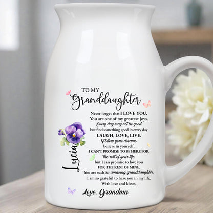 Love You For The Rest Of Mine Granddaughter Vase - Personalized Ceramic Flower Vase